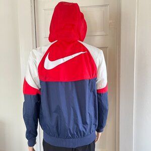 Nike Sportswear Men's Full-Zip Nylon Windbreaker Jacket w/Hood ~ GIANT SWOOSH